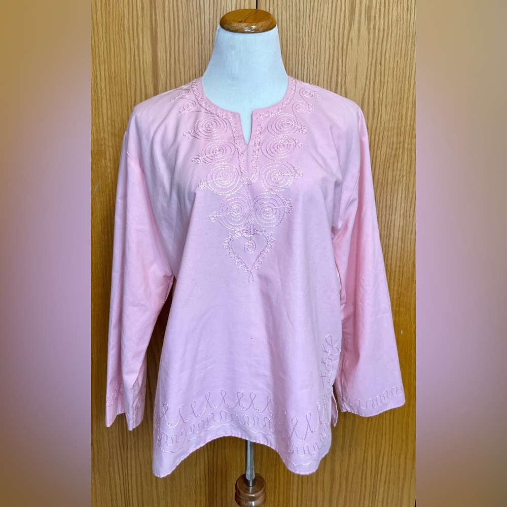 Pink cotton tunic or swim cover